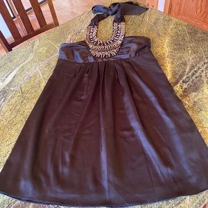 Beaded Neckline Halter Dress